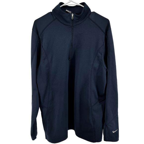 Nike Golf Therma Fit Sweatshirt Top Half Zip Athletic High Neck Navy Blue Large - Picture 1 of 5
